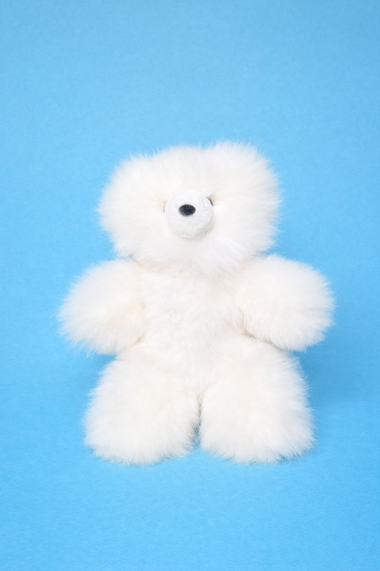 Witte Teddybeer in Baby Alpaca – Handgemaakt uit Peru
