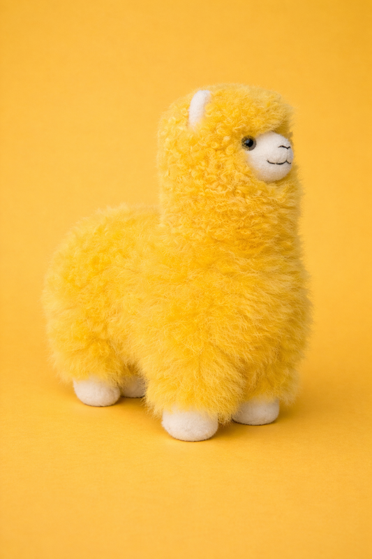 Gele Alpaca Knuffel – Handgemaakt uit Peru